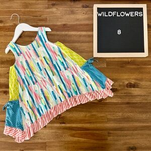 Wildflowers Best Day Ever Watercolors Tank Top 8 Blue Pink Green Floral Stripes